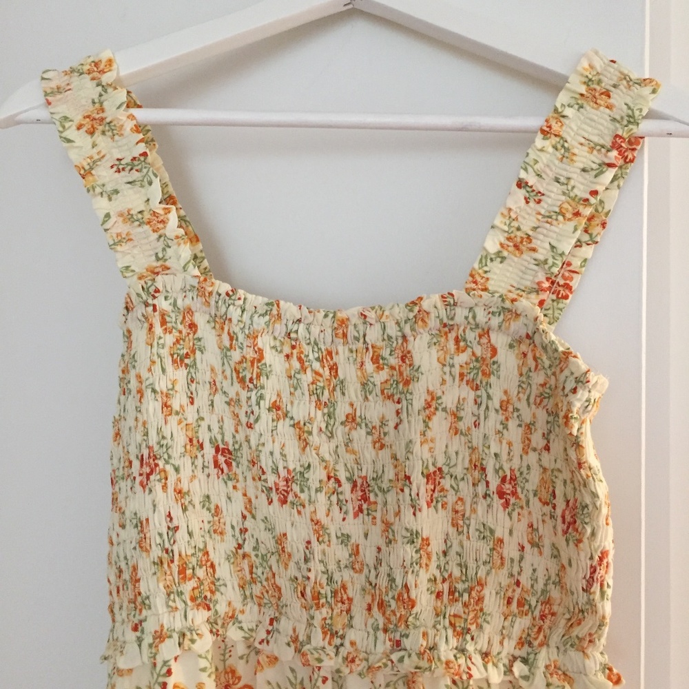 Gold Floral Print Maxi Dress